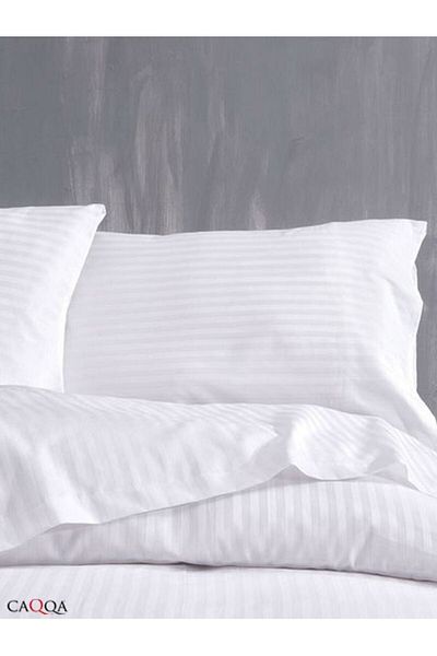 CAQQA Σετ Παπλωματοθήκη με διπλό ριγέ Satin Hotel 1 Παπλωματοθήκη 2 Μαξιλαροθήκες