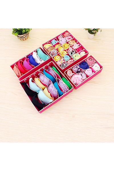 COOYA 4Pcs Underwear Drawer Storage Organizer, Closet Organizers, Underwear Divider Foldable Compartment