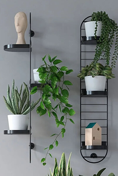 Binbirreyon Duvara Sabitlenebilir Çiçeklik Saksılık 3 Katlı Çelik 78cm Yatay Dikey Montaj ME140