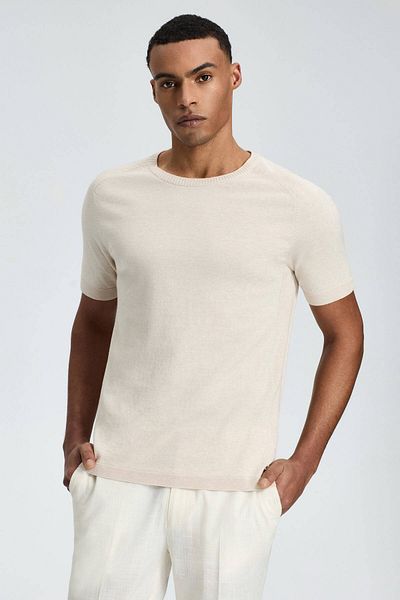 Hemington Crew Neck Cream Color Giza Cotton Knitwear T-Shirt