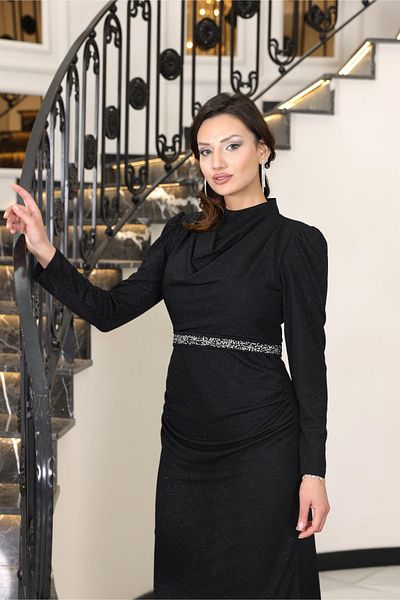 SUBU TASARIM Dilara Black Evening Dress Tbsfvm208 Model