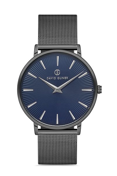 DAVID GUNER Gun Coated Blue Dial Men's Wristwatch Dg-8233Gc-V3