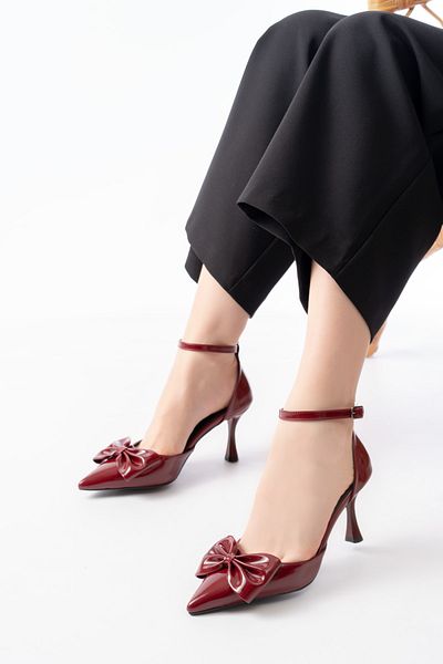 ELEVAM Women's Bow 🎀   Evening Dress Patent Leather Heeled 7cm Stylish Shoes