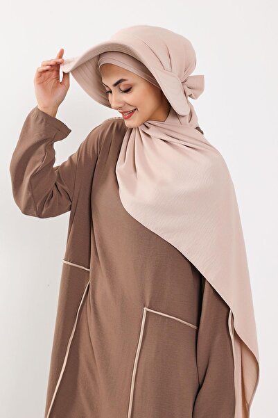 Aisha's Design Πρακτικό τουρμπάνι σάλι με αποσπώμενο καπέλο με φιόγκο στην πλάτη, SS-2A, Πέτρα