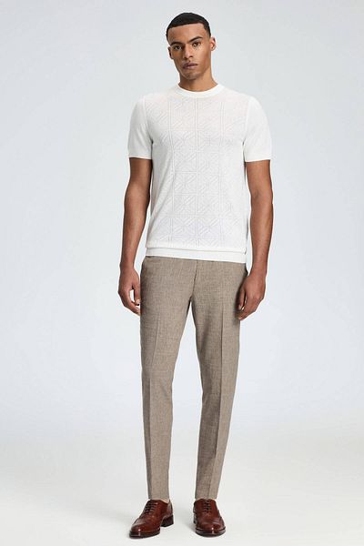 Hemington Openwork Knit Detailed Crew Neck White T-Shirt