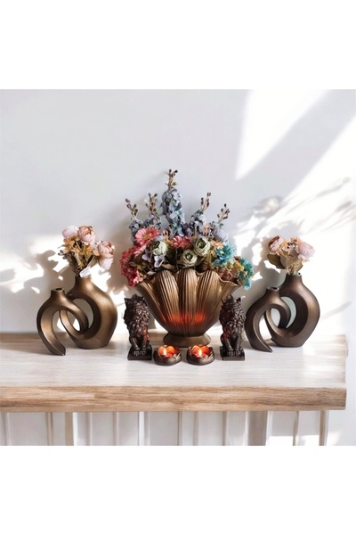 The Motellas Διακοσμητικό Μοντέρνο, Χρυσό Σχέδιο Μεγάλο Βάζο Στρείδιας με 2 Β...