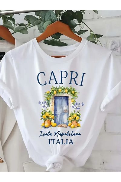 SUNFREE ΜΠΛΟΥΖΑ ΜΕ ΚΥΚΛΙΚΟ ΛΑΙΜΟ ΚΑΙ ΛΕΜΟΝΙ CAPRI