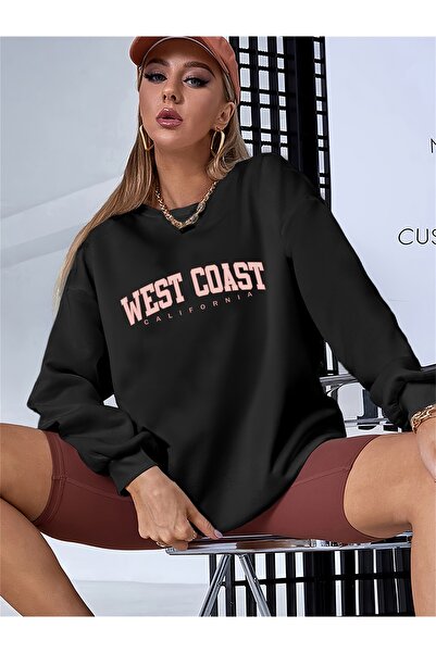 Lider Leather Hanorac imprimat cu guler în formă de O |   Design elegant și c...