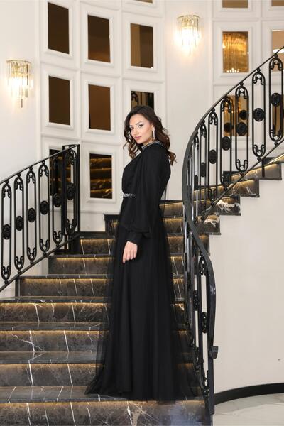 SUBU TASARIM Βραδινό φόρεμα Sena - Μαύρα ανδρικά παπούτσια μοντέλου TBSFVM210