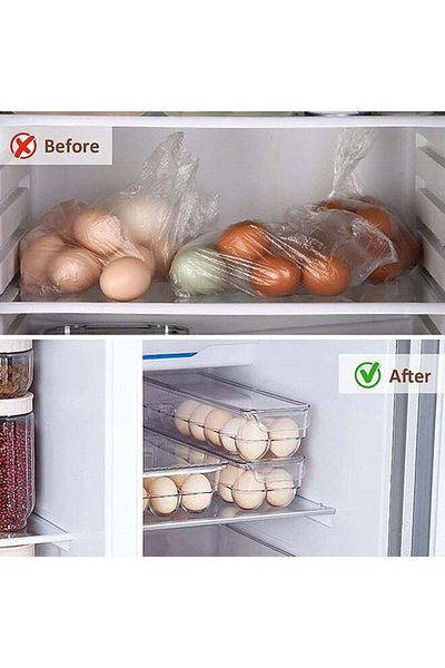 COOYA Egg Holder for Refrigerator, Plastic Egg Storage Container, Clear Fridge Storage Container