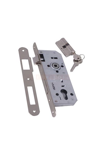 KALE 152 R 40 Mm Nickel Rosette Barreled Cylinder Recessed Door Lock Oval