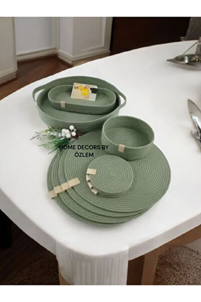 home decors by özlem 6 Kişilik 15 Parça Amerikan Servis Supla Takımı Hasır Se...