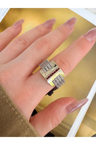 Pinery Jewels Vip Series - Ruby Stone Bottom Adjustable Women's Ring