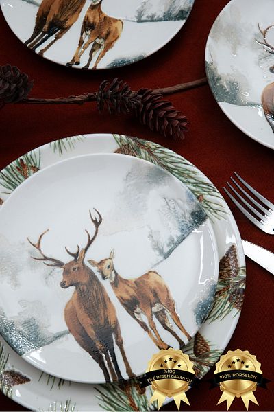 Heda Porselen Cone 7 Piece Porcelain Cake Plate Set