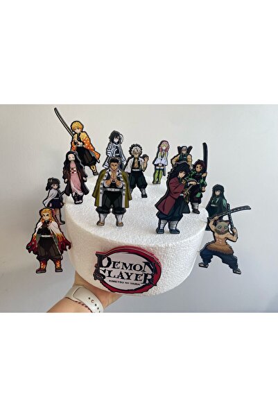 nerisdesign Demon Slayer  Temalı 3D 14 lü Cake Topper Doğum Günü Pasta Süsü
