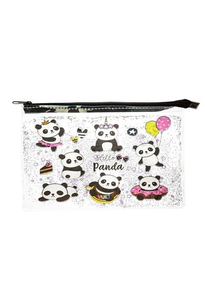 BOOK AND MORE Panda Patterned Water Zippered Transparent Bag
