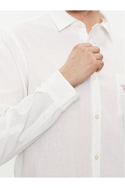 Guess LS ROLL-UP SHIRT Erkek Beyaz Gömlek F4GH00WG3L0-G011