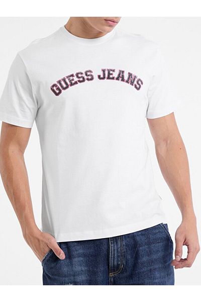 Guess Tricou alb pentru bărbați din bumbac de înaltă calitate