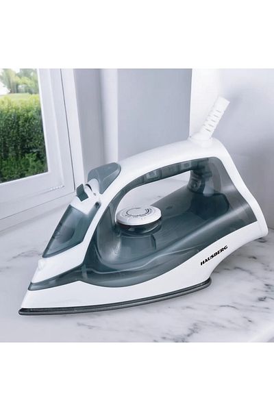 Hausberg Fier de calcat Hausberg HB-7850GR, 1300W, talpa otel invelis ceramic, rezervor apa 150 ml, Gri-Alb