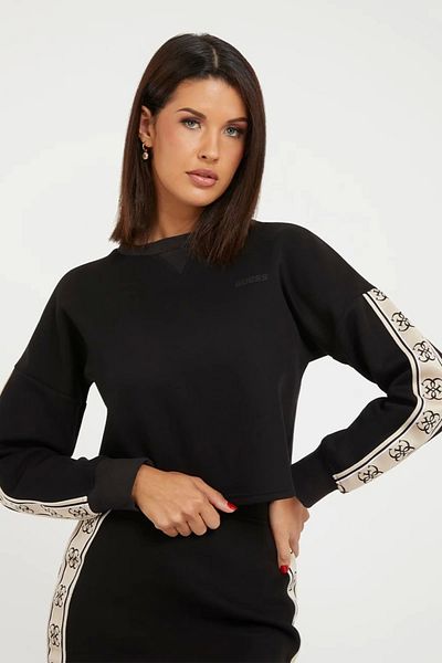 Guess Hanorac negru pentru femei cu gât crew