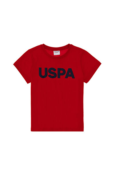 U.S. Polo Assn. تي شيرت للأولاد ذو رقبة دائرية باللون الأحمر الأساسي 50298048...