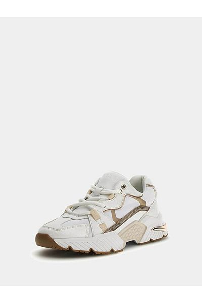 Guess Pantofi de damă, cu logo-ul obișnuit, cu șireturi, casual, albi, FLGCAI FAB12-WHISA