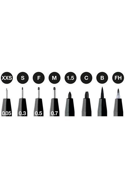 Faber Castell Set of 8 Pitt Artist Pen Black Liners