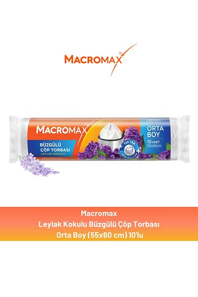 MACROMAX 10 أكياس قمامة أرجوانية برباط متوسطة الحجم