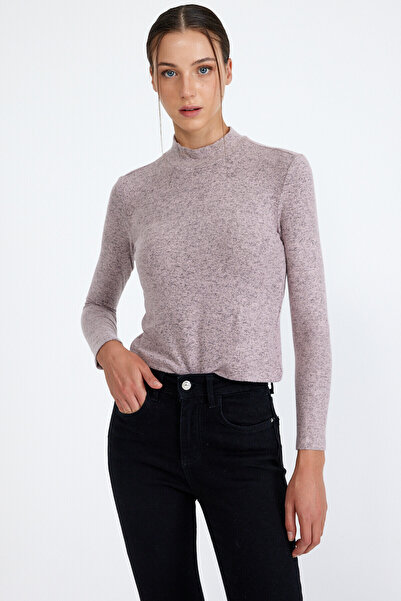 ZACHARIUZ Fuşya Kısa Boğazlı Uzun Kollu Vücudu Saran Body 0132