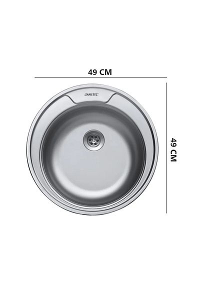 SANITEC Chiuveta bucatarie Sanitec C401, pentru blat, diametru 49 cm, rotunda, Inox