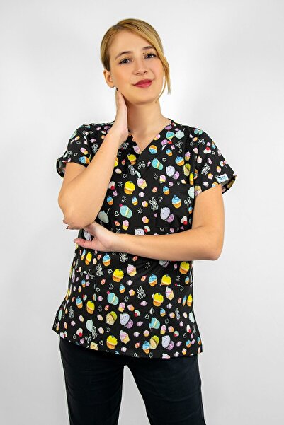 Nur Medikal Giyim Set de costum de lycra pentru medic chirurg, asistentă, spital, bucătar, tematică Cup Cake