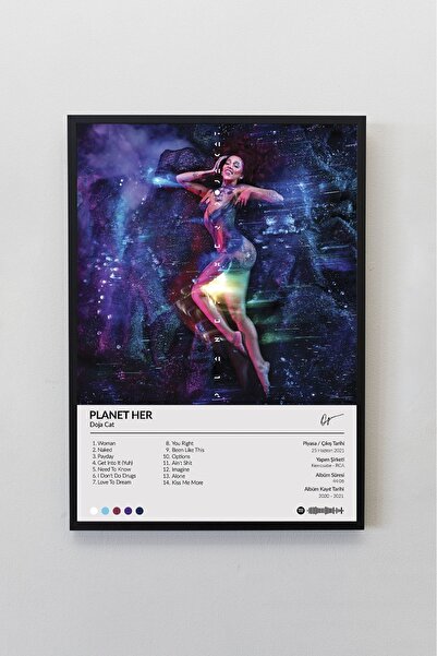 Sticksy Doja Cat Planet Her Çerçevesiz Albüm Tasarımlı Spotify Poster