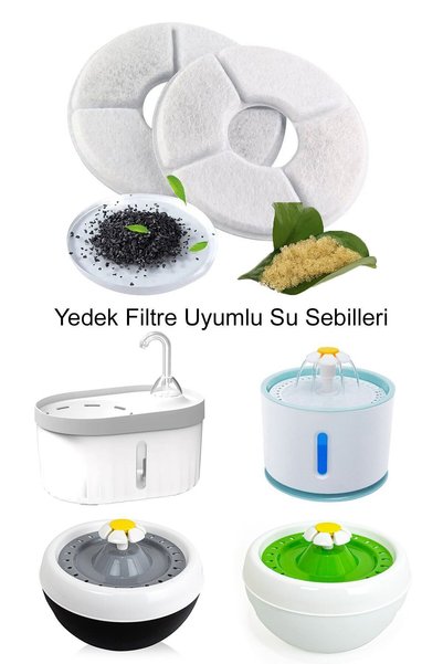 Evcil Şehri Kedi Su Pınarı Su Sebili Yedek Filtre 2li Paket