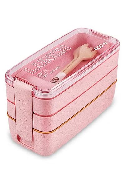 COOYA Bento Lunch Box, 900ml 3-In-1 Compartment Stackable, Eco-Friendly 3 Layer for Kids Adults