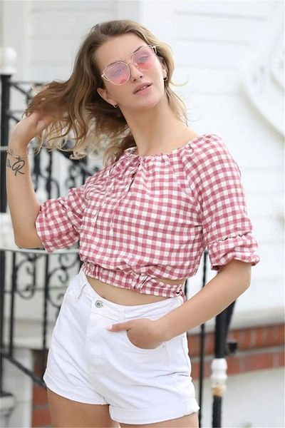 rapellin Δέσιμο Λεπτομερής Crop Μπλούζα 1736 Dusty Rose