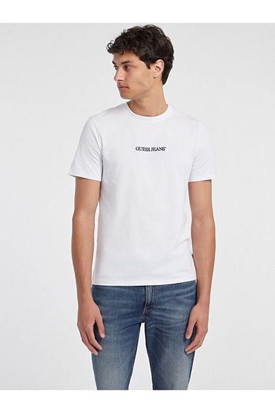 Guess Ανδρικό λευκό μπλουζάκι Jeans Gj Ss Vn Slim American Tr Tee M4yi50k8hm0-g011