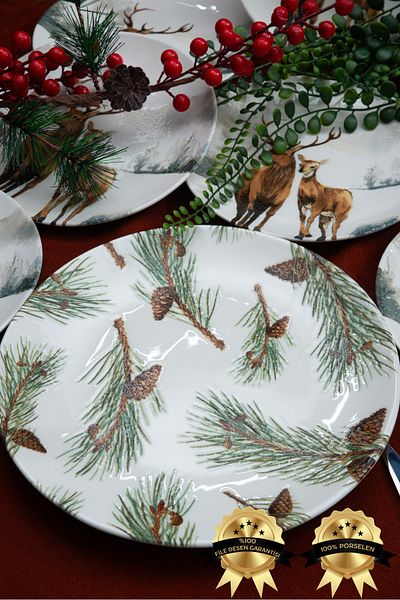 Heda Porselen Cone 7 Piece Porcelain Cake Plate Set