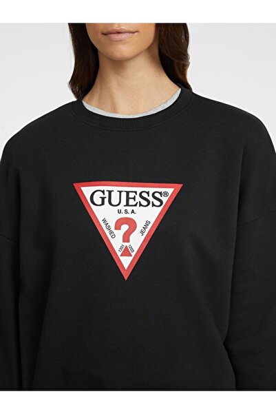 Guess Kadın GJ CN OS ICONIC Sweatshirt - Siyah