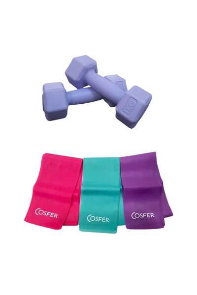 Mrt Lilac Dumbbell 1 kg X 2 and Pilates Resistance Band 3 Pieces