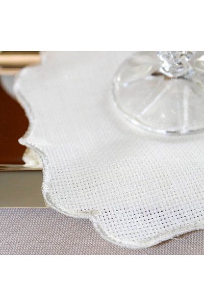 Uğur Home Ev Tekstili Etamin Embroidered Presentation Napkin - Cross-Stitch Processable Linen Fabric - 6 Pieces - 15X15Cm