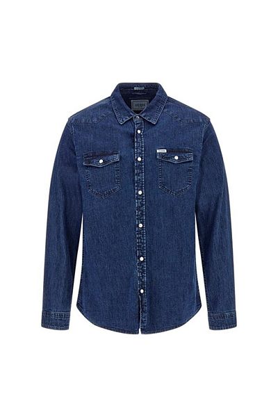 Guess Cămașă de blugi pentru bărbați - Guler obișnuit, croială dreaptă - Cămașă Truckee L/S