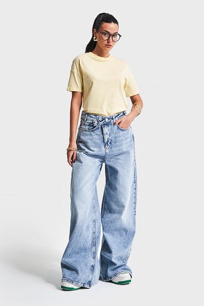 its basic Blugi de zăpadă 4S5-32 Mega Baggy Fit pentru femei, 100% denim din bumbac