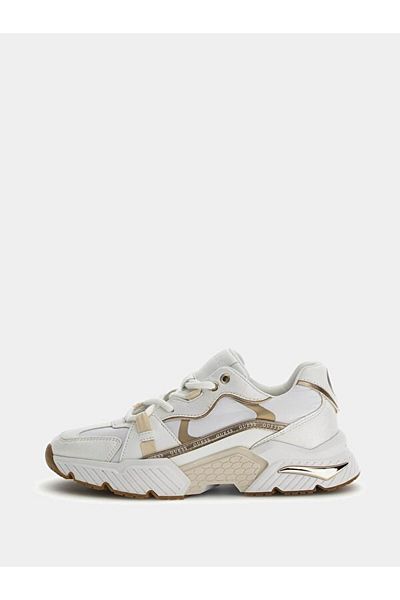 Guess Pantofi de damă, cu logo-ul obișnuit, cu șireturi, casual, albi, FLGCAI FAB12-WHISA