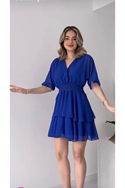 hiraz fashion kadın gipeli etegi katlı şifon elbise