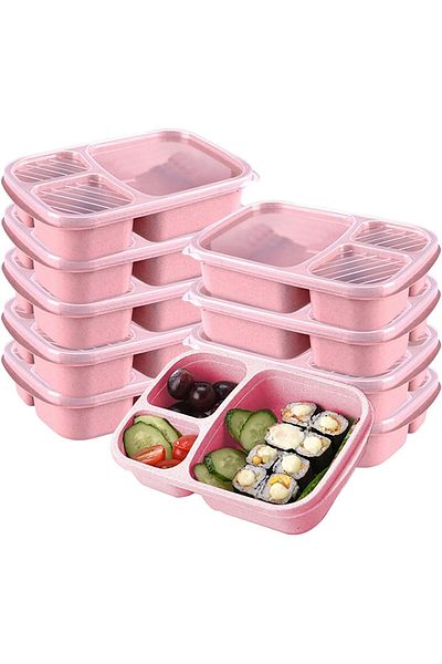 COOYA Bento Box, 10Pcs Reusable Food Storage Containers with Lids, Microwave Lunch Box with Compartment