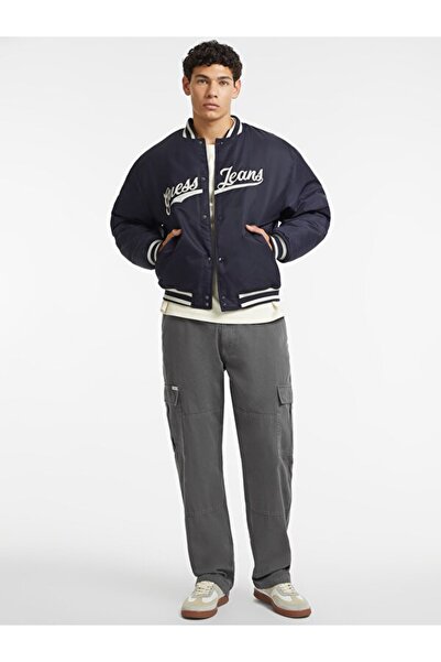 Guess Ανδρικό τζιν μπουφάν με κουμπωτά κουμπώματα σε μπλε ναυτικό χρώμα