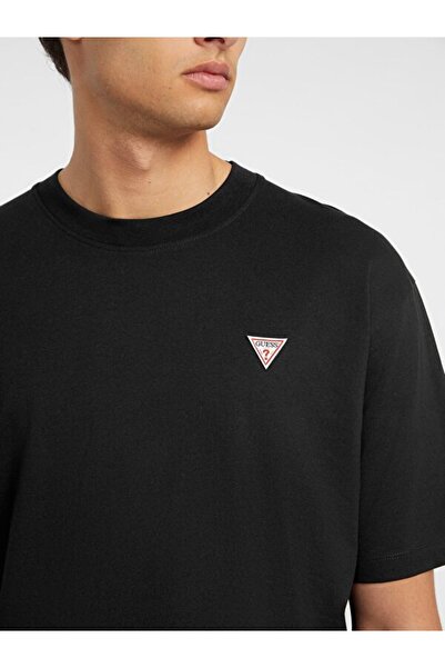 Guess Ανδρικό μπλουζάκι τζιν με μαύρο μίνι τρίγωνο λογότυπο
