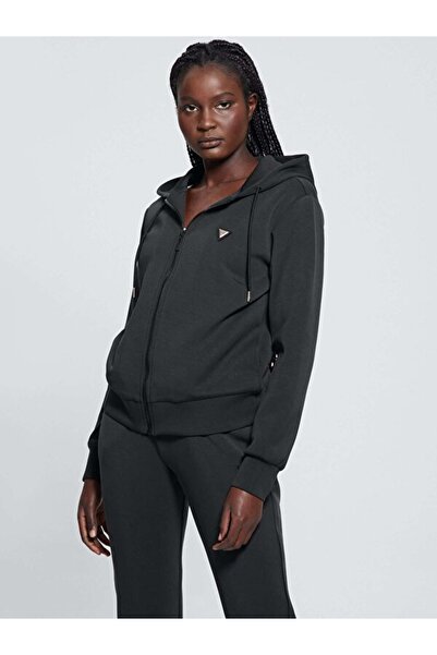 Guess OLYMPE FULL ZIP HOOD női fekete tréningruha felső V4YQ06KCAY2-JBLK