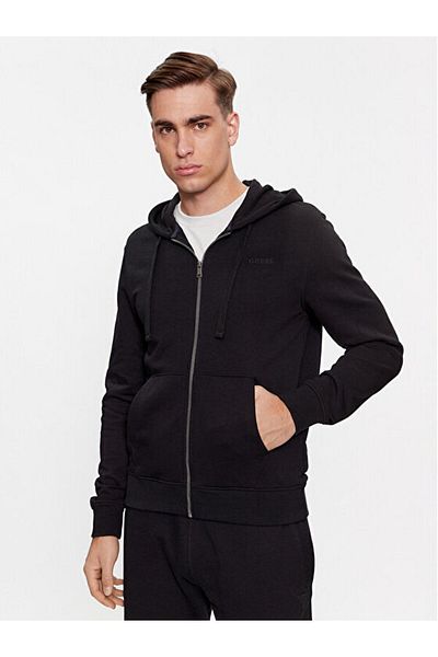 Guess Черен мъжки суичър с яка и качулка - M4Rq48Kbk32Jblk_Brooks Hoodie Truck