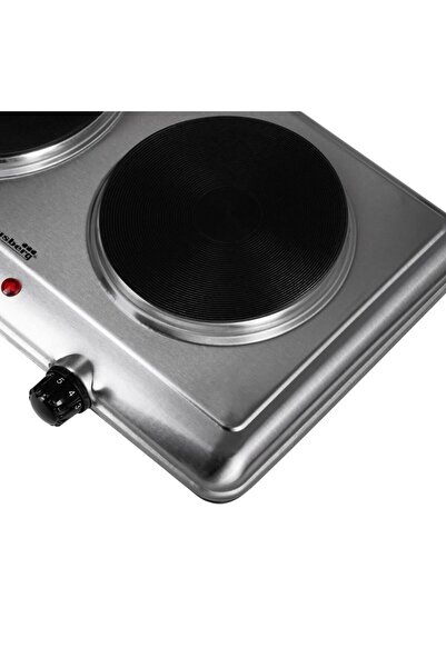 Hausberg Electric Hob HB-545, 2500W, 2 Burners, Equipped with 2 Temperature Knobs, Stainless Steel